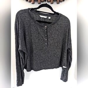 Calvin Klein Dark Grey Ribbed Button-Up